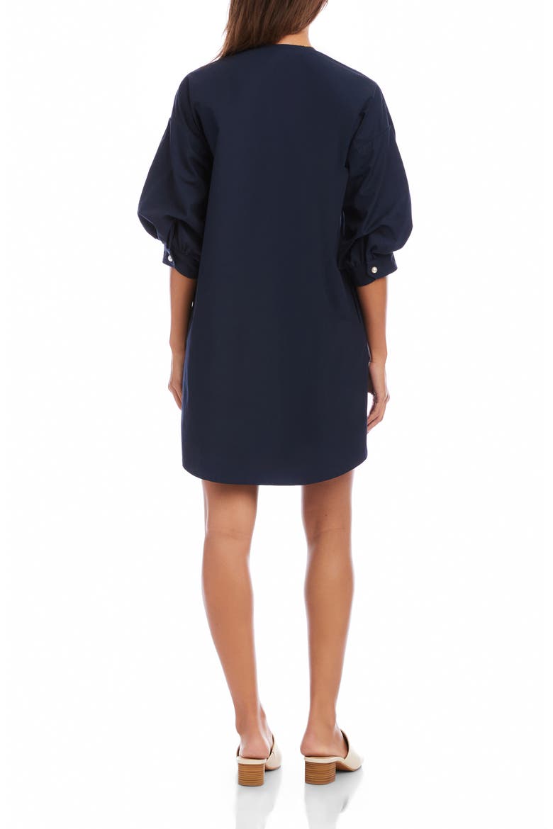 Puff Sleeve Pearly Button Dress, Alternate, color, NAVY