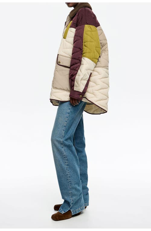 Bimba Y Lola Multicolor Patchwork Padded Jacket In Burgundy