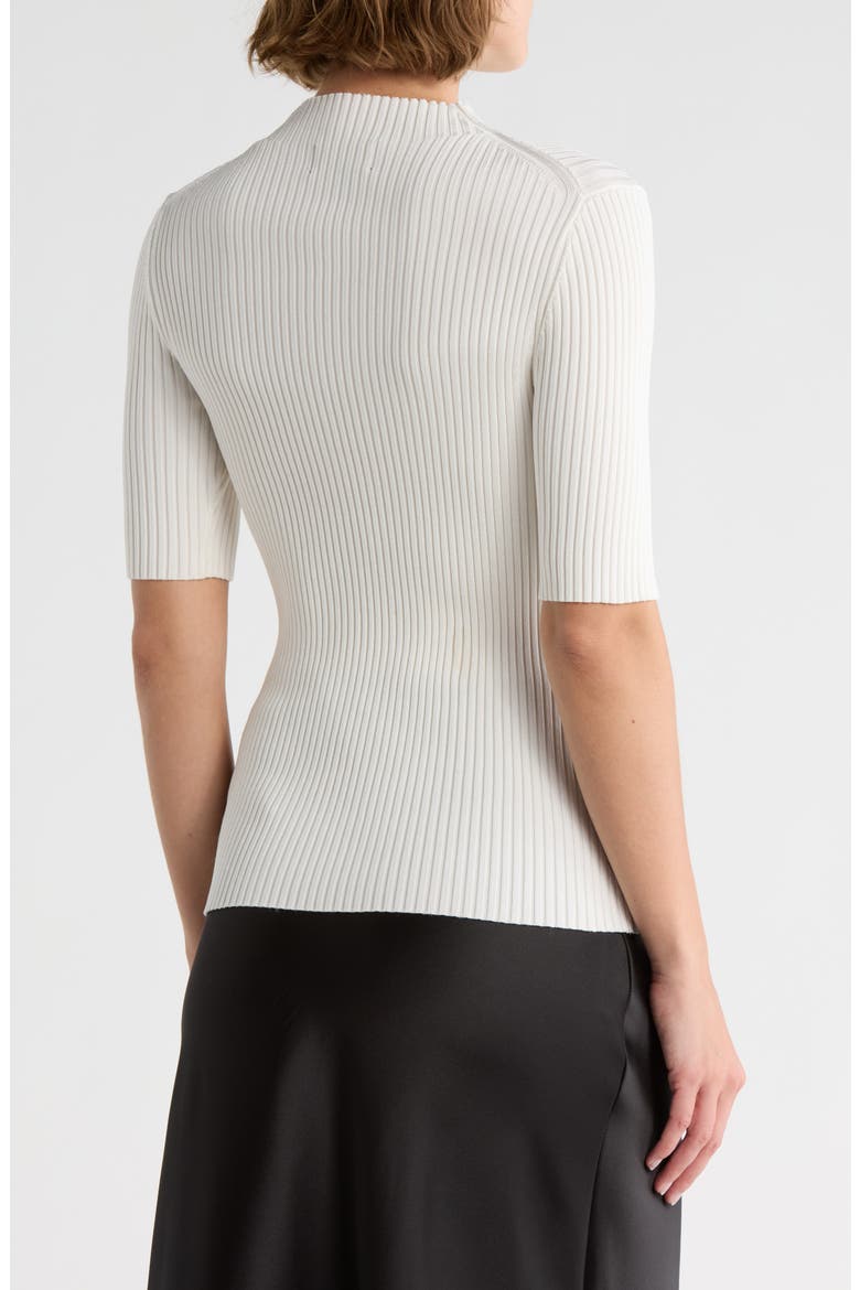 Funnel Neck Elbow Sleeve Sweater, Alternate, color, WHITE STAR