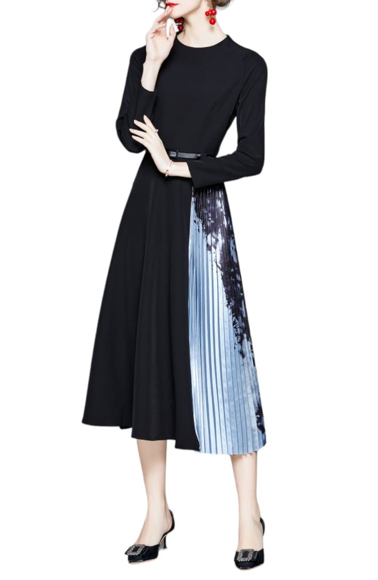 KAIMILAN Fit & Flare Long Sleeve Dress, Main, color, 