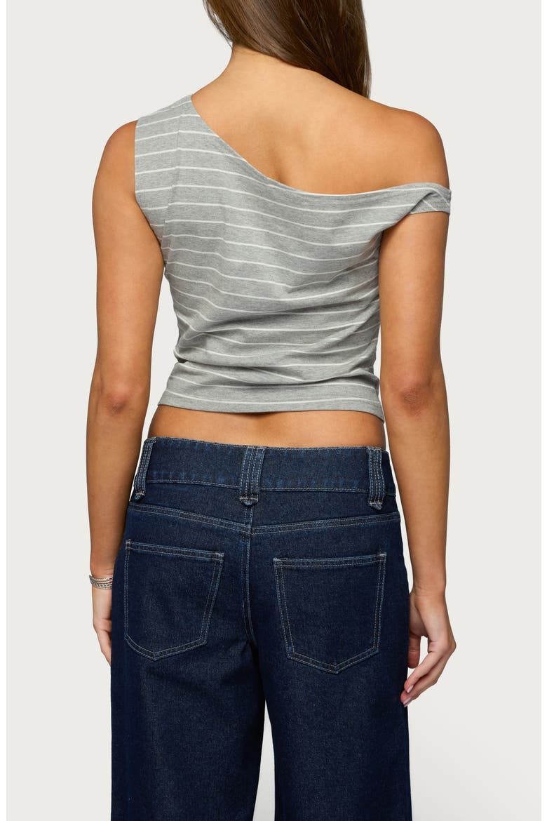 Keryn Stripe One-Shoulder Top, Alternate, color, GRAY-AND-WHITE