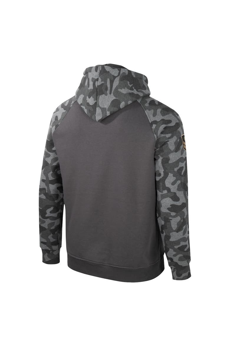 Men's Colosseum Charcoal Iowa Hawkeyes OHT Military Appreciation Camo Raglan Pullover Hoodie, Alternate, color, Charcoal