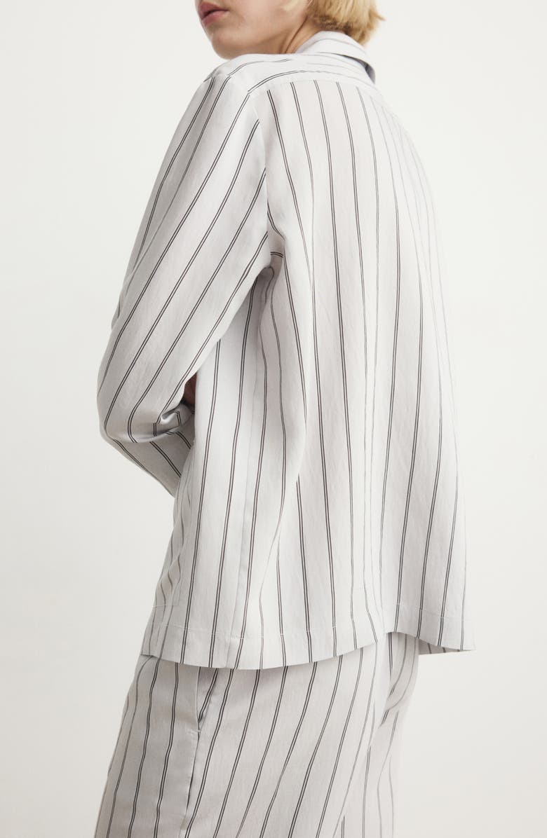 MANGO Stripe Button-Up Pajama Shirt, Alternate, color, Grey