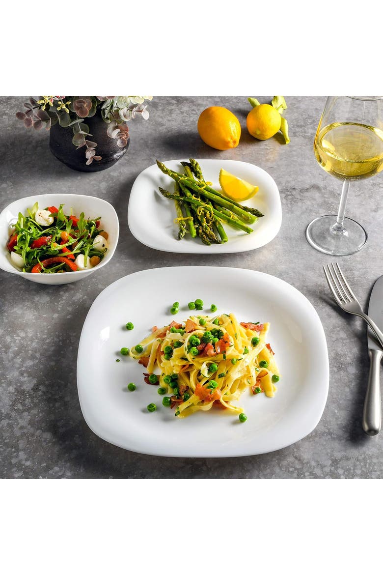 Piazza 12 Piece Tempe Opal Glass Dinnerware Set, Alternate, color, White