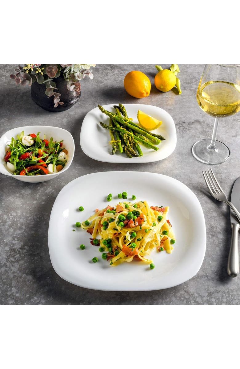 Gibson Piazza 12 Piece Tempe Opal Glass Dinnerware Set, Alternate, color, White