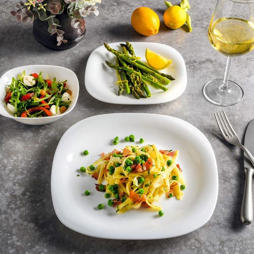 Gibson Piazza 12 Piece Tempe Opal Glass Dinnerware Set In White