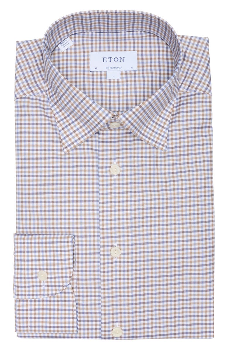Eton Contemporary Fit Check Dress Shirt, Alternate, color, 