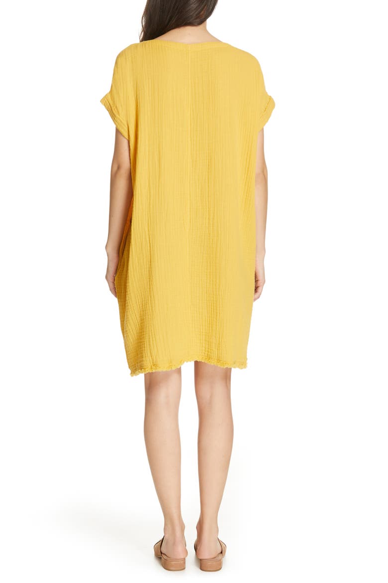 Textured Organic Cotton Shirt Dress, Alternate, color, MARIGOLD