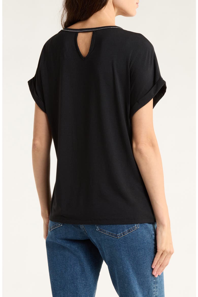 Kauai Caviar Beaded Collar T-Shirt, Alternate, color, BLACK
