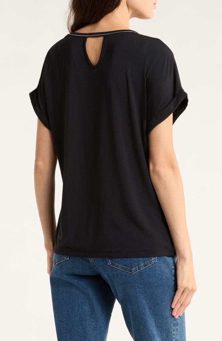 Tommy Bahama Kauai Caviar Beaded Collar T-Shirt, Alternate, color, Black