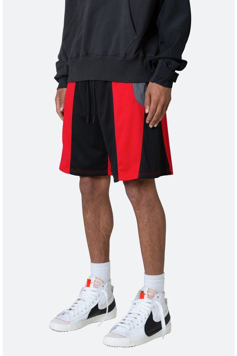 Mesh Paneled Shorts, Alternate, color, BLACK/ RED