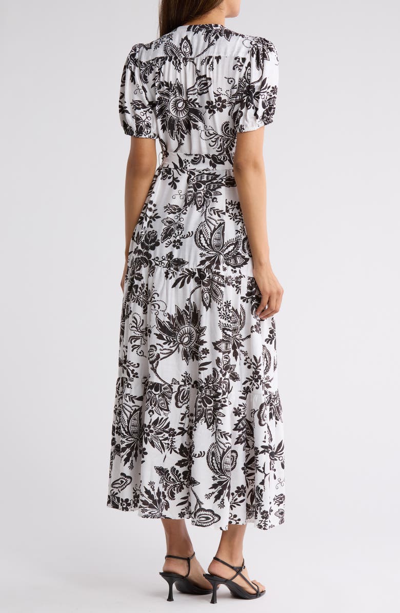 Halogen<sup>®</sup> Paisley Puff Sleeve Tiered Maxi Shirtdress, Alternate, color,