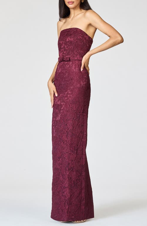 Sachin & Babi Sophia Belted Strapless Gown In Burgundy