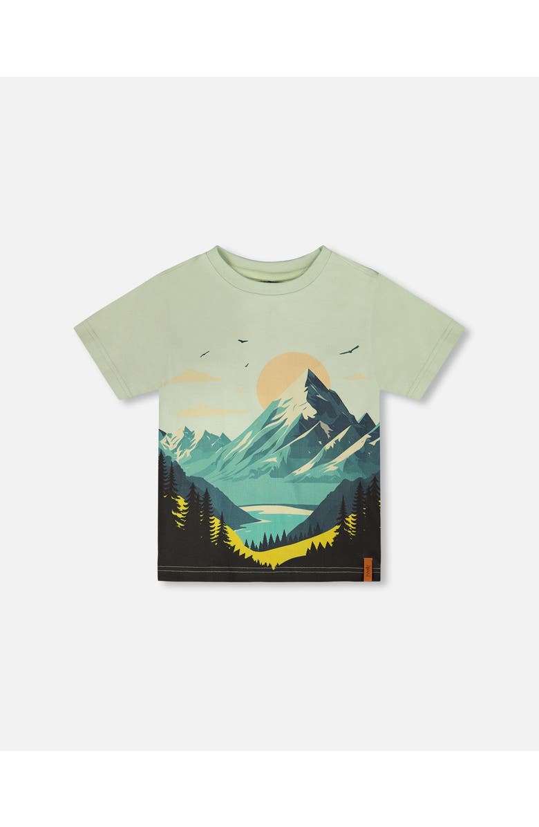 Deux par Deux Organic Cotton Jersey Mountain T-Shirt, Main, color, Sage