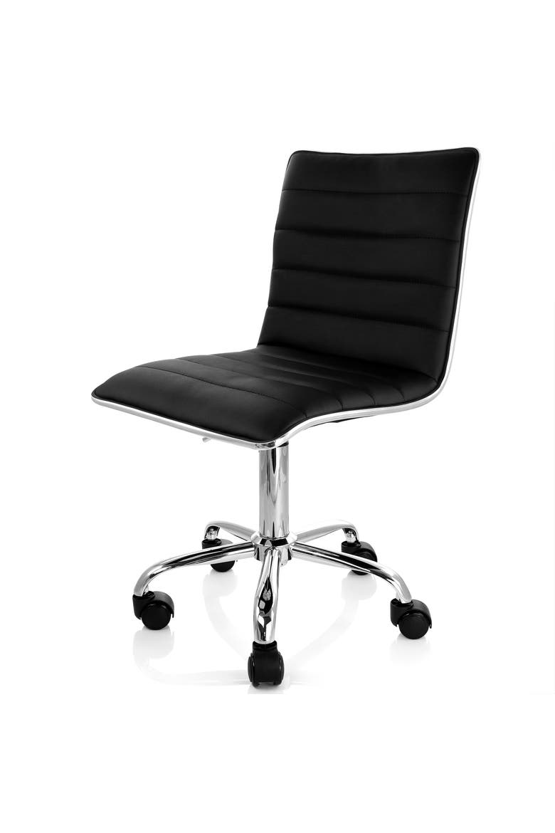 2 Piece Adjustable Faux Leather Rolling Office Chair, Alternate, color, Black