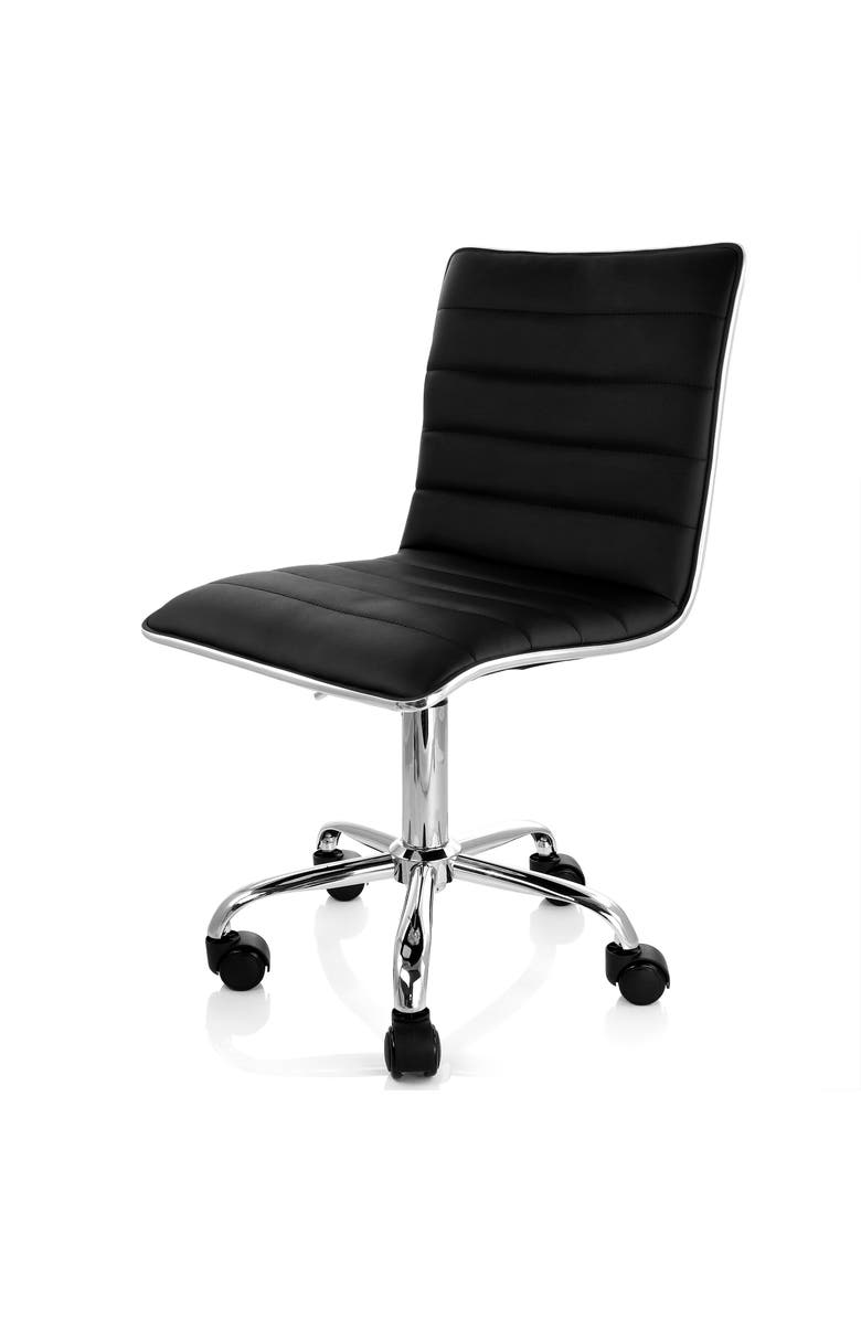 Elama 2 Piece Adjustable Faux Leather Rolling Office Chair, Alternate, color, Black