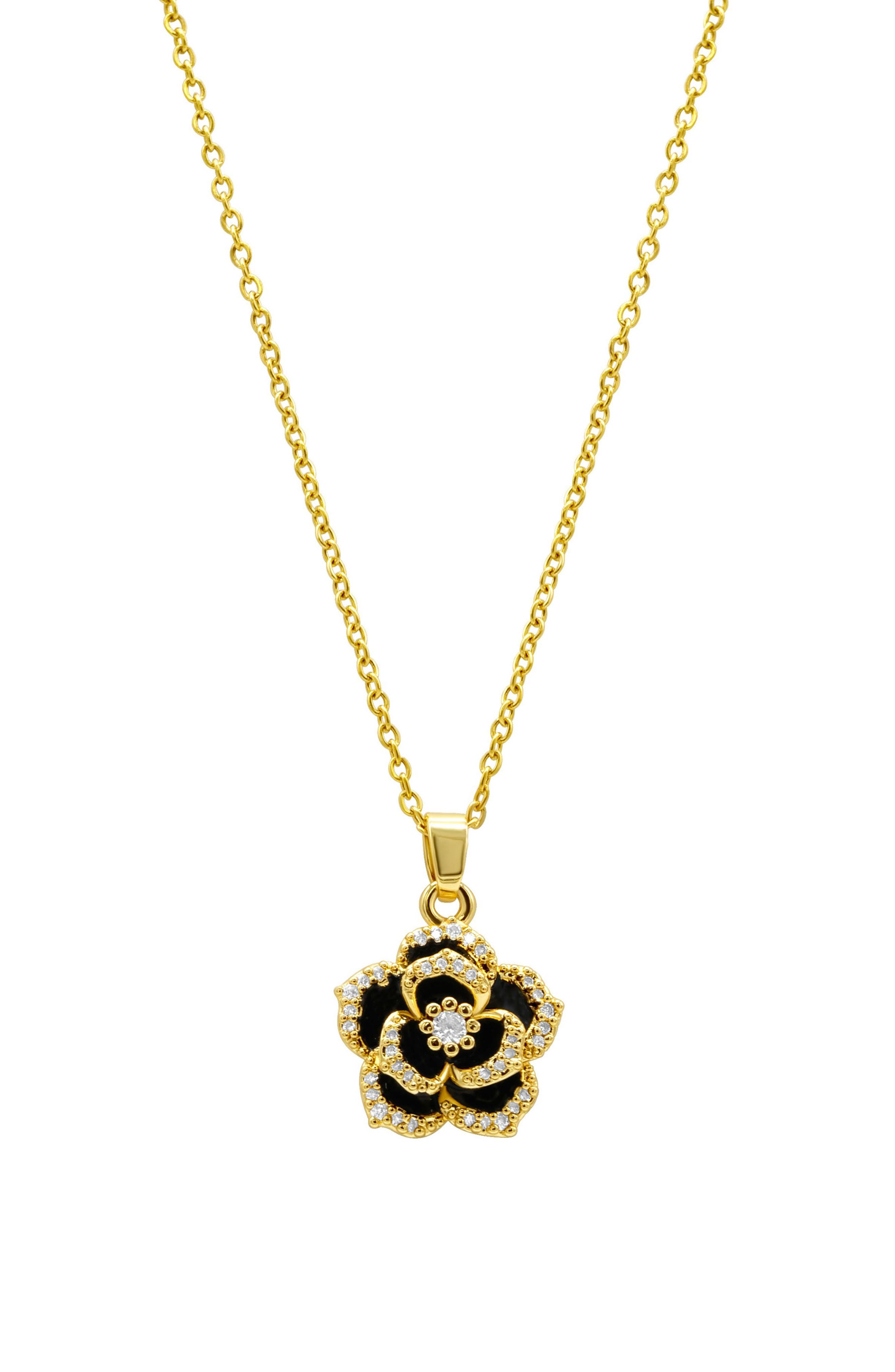 Crystal & Carnelian Flower Pendant Necklace