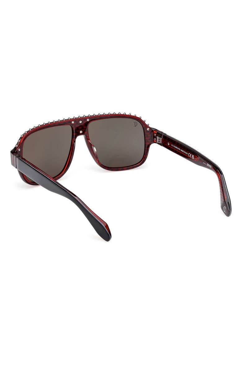 Christian Louboutin Roller 57mm Navigator Sunglasses, Alternate, color, Black Red / Gunmetal / Zeiss