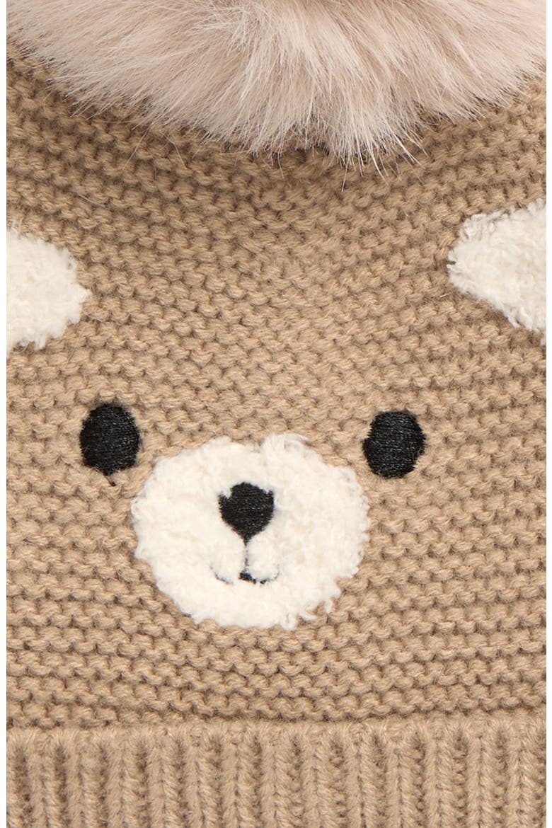 Kids' Teddy Bear Beanie & Mittens Set, Alternate, color, BEIGE/ IVORY COMBO