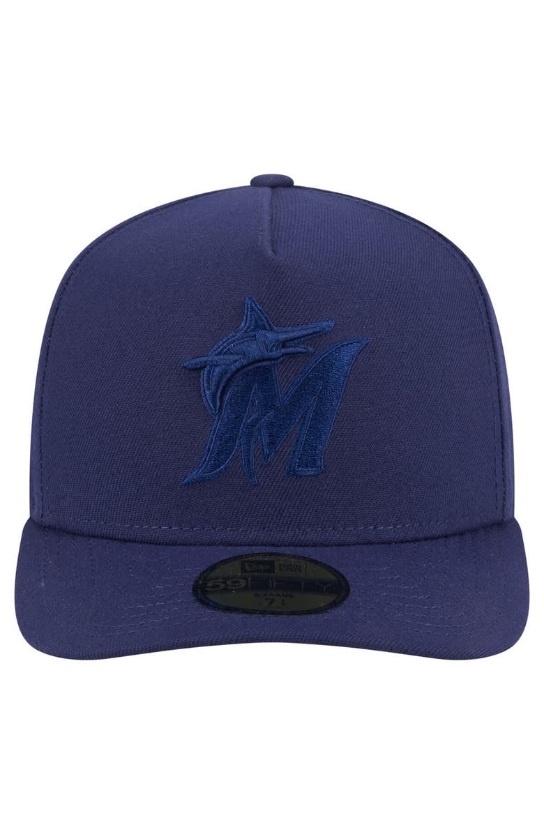 New Era Men's New Era Navy Miami Marlins Color Pack A-Frame 59FIFTY Fitted Hat, Alternate, color, Navy
