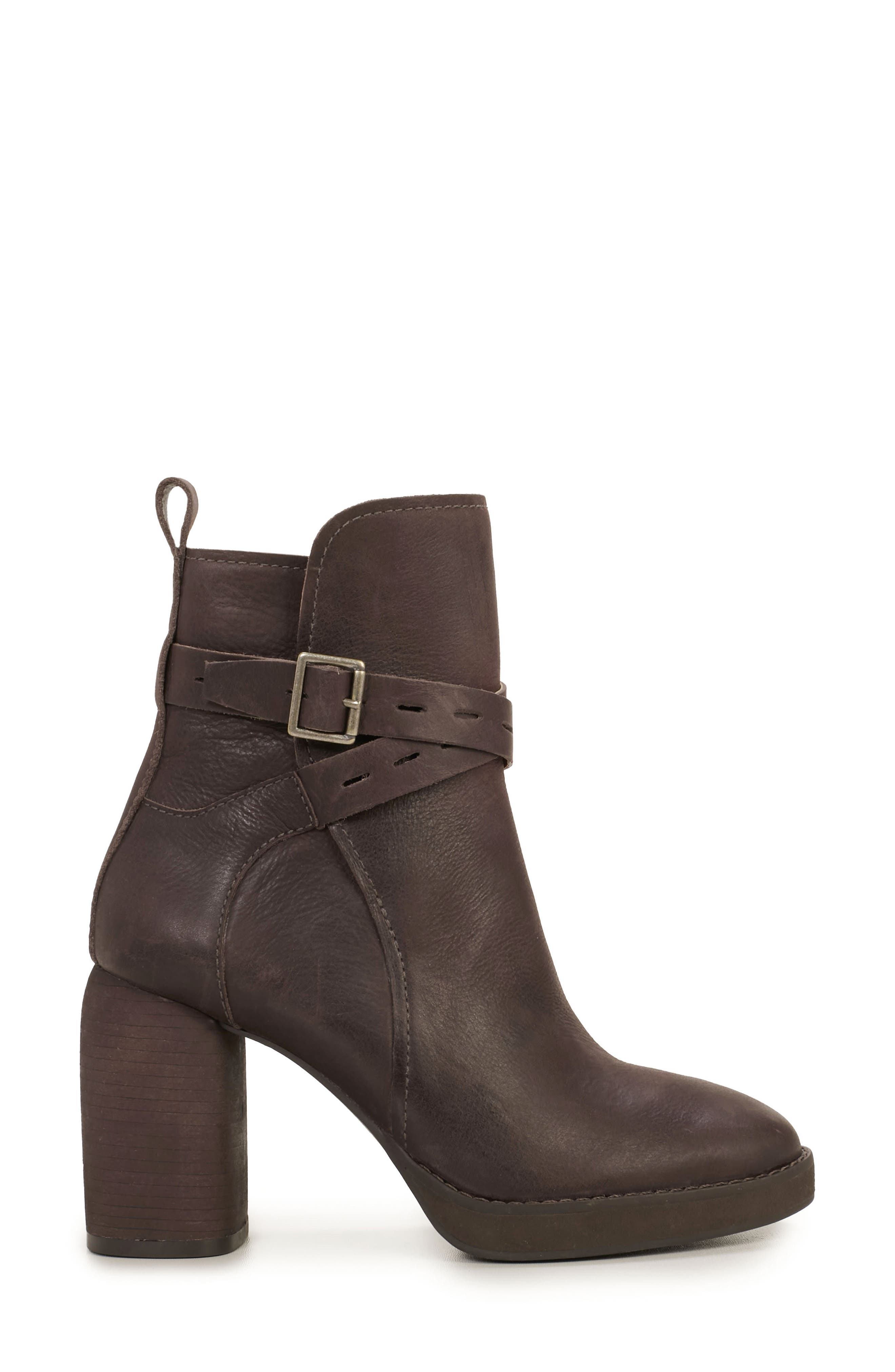 Lucky Brand Natesa Block Heel Bootie, Alternate, color, Chocolate Bzhwdy