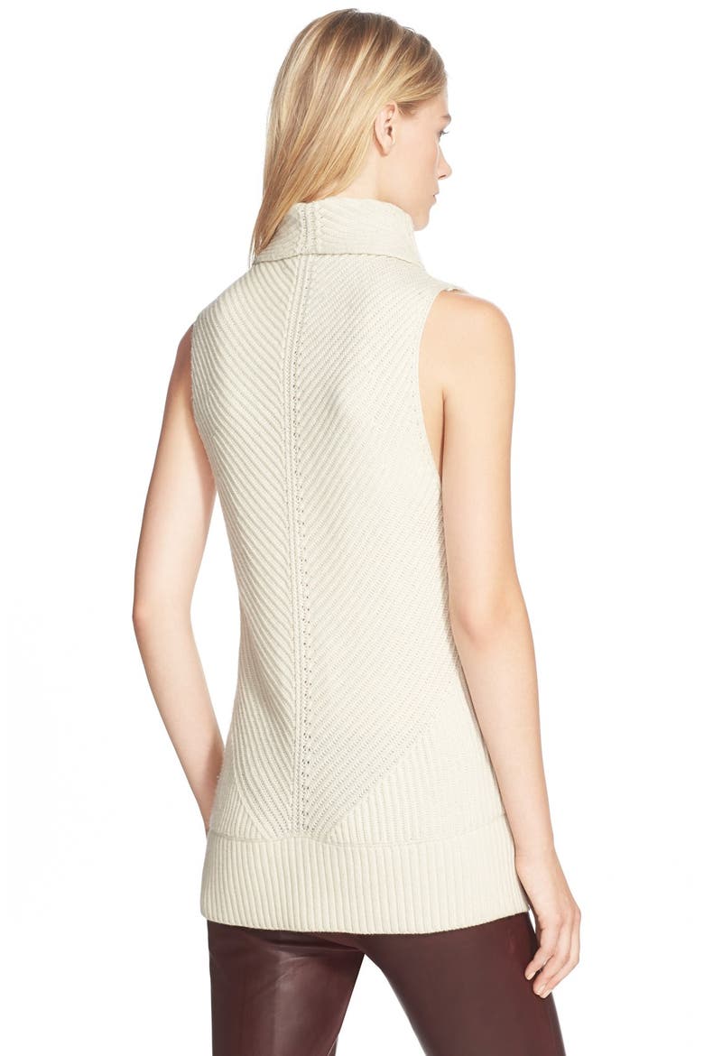 Sleeveless Ribbed Wool Turtleneck, Alternate, color, OFF WHITE