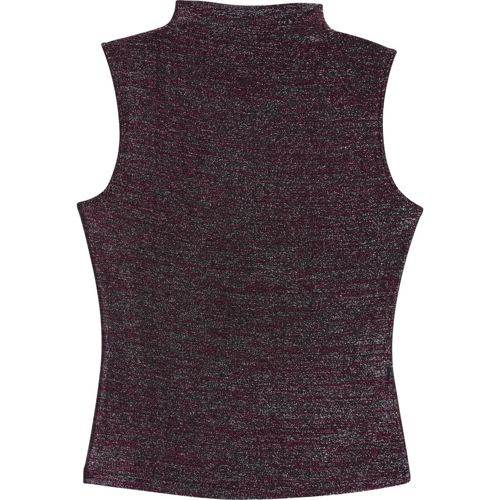 Veronica Beard Alora Metallic Sleeveless Mock Neck Top