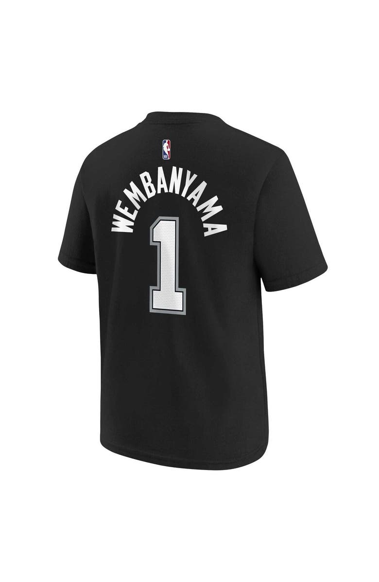 Nike Youth Victor Wembanyama Black San Antonio Spurs Icon Name & Number T-Shirt, Alternate, color, Black