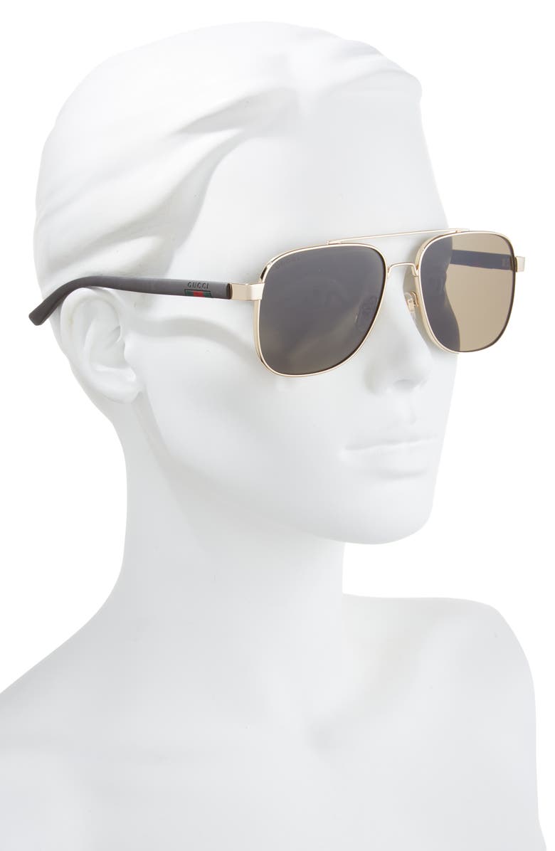 Gucci Aviator Sunglasses, Alternate, color, Gold Brown