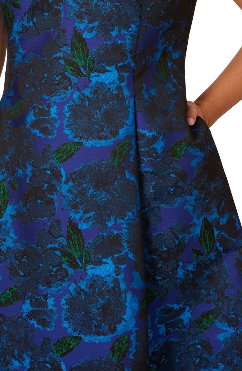 Adrianna Papell Ruffle Sleeveless Jacquard Dress, Alternate, color, 