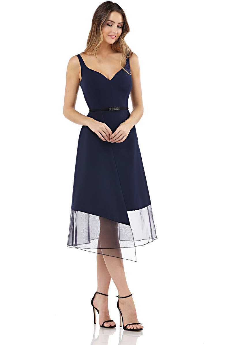 Kay Unger Organza Overlay Tea Length Dress, Alternate, color,