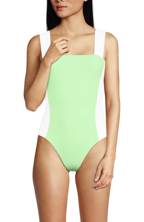 Square Neck High Leg One Piece Swimsuit