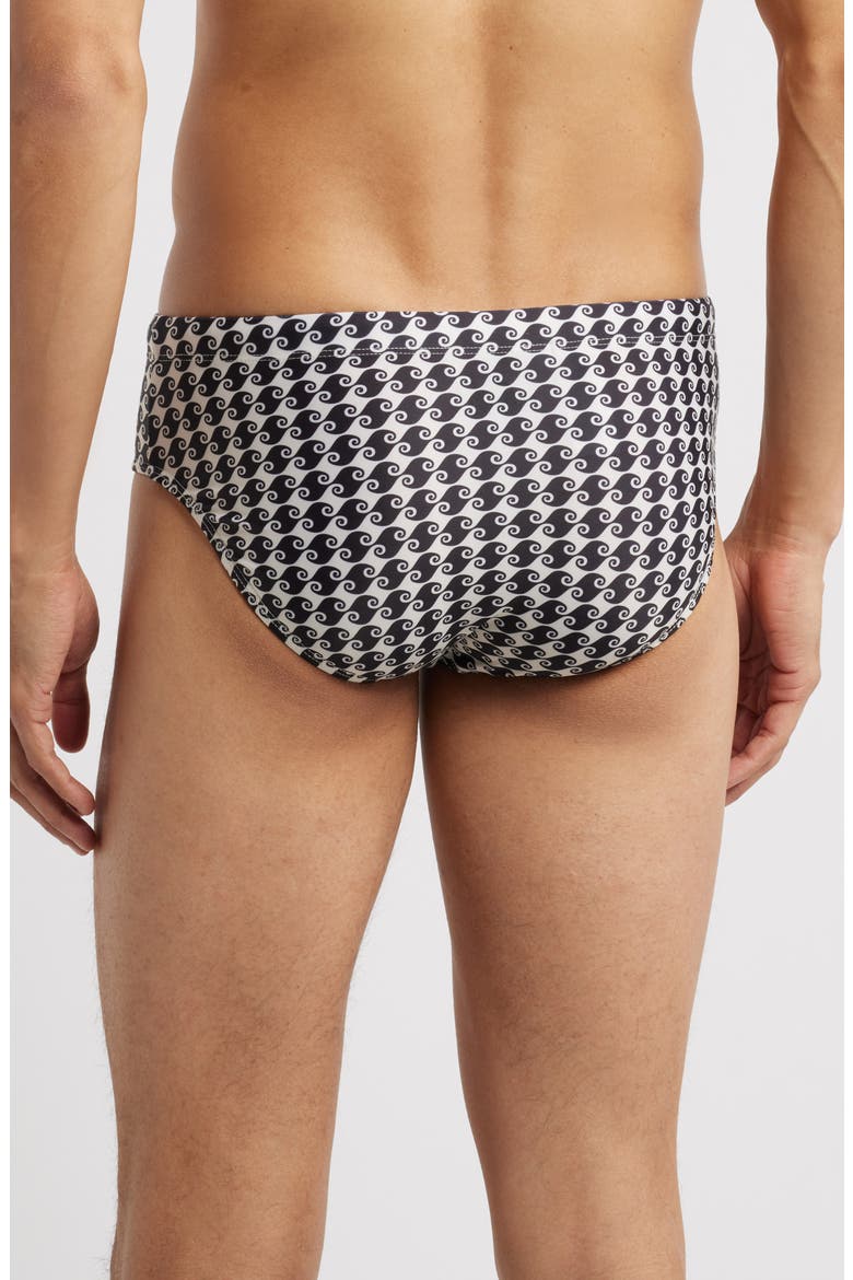 Sea Hound Wave Print Swim Briefs, Alternate, color, BLACK/ CREAM
