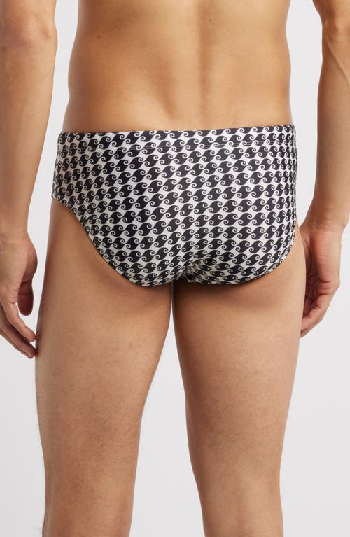 Boardies Sea Hound Wave Print Swim Briefs In Black/cream