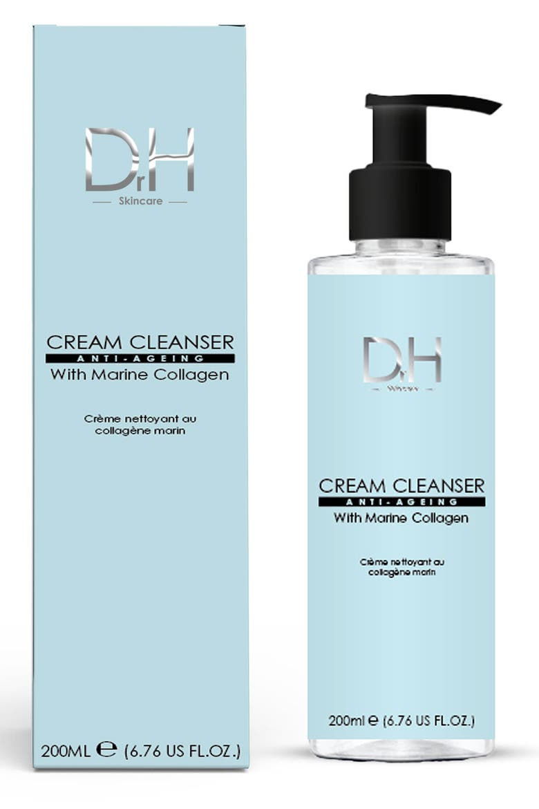 Anti-Aging Cream Cleanser with Marine Collagen 200ml for Acne & Blemishes, Large Pores, Alternate, color, White