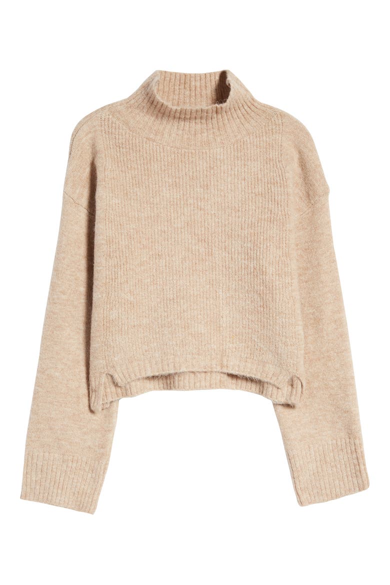 Mock Neck Crop Sweater, Alternate, color, STONE