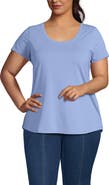 Lands' End Plus Size Short Sleeve Lightweight Jersey Scoop Neck T-shirt
