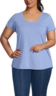 Lands' End Plus Size Short Sleeve Lightweight Jersey Scoop Neck T-shirt