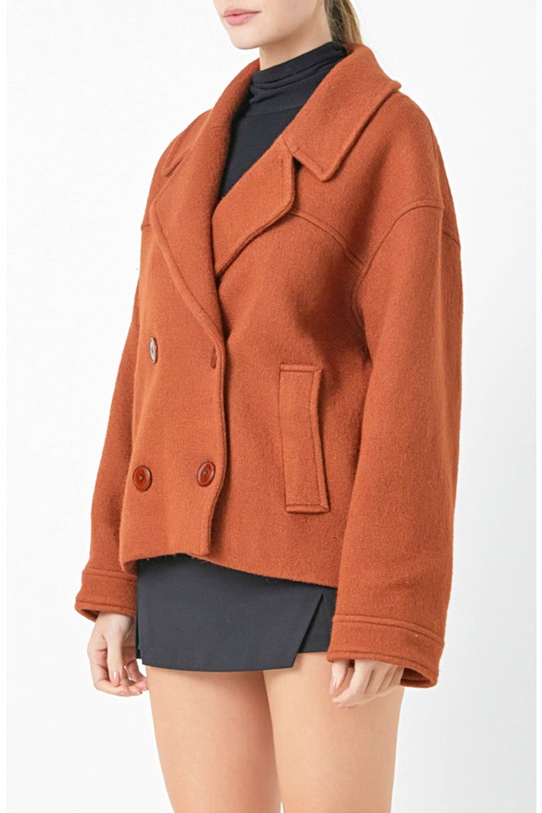 Oversized Double Breasted Short Coat, Alternate, color, CINNAMON