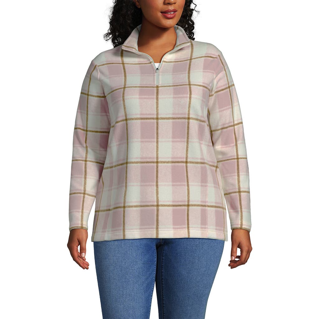 Lands' End Anyweather Fleece Quarter Zip Pullover In Neutral