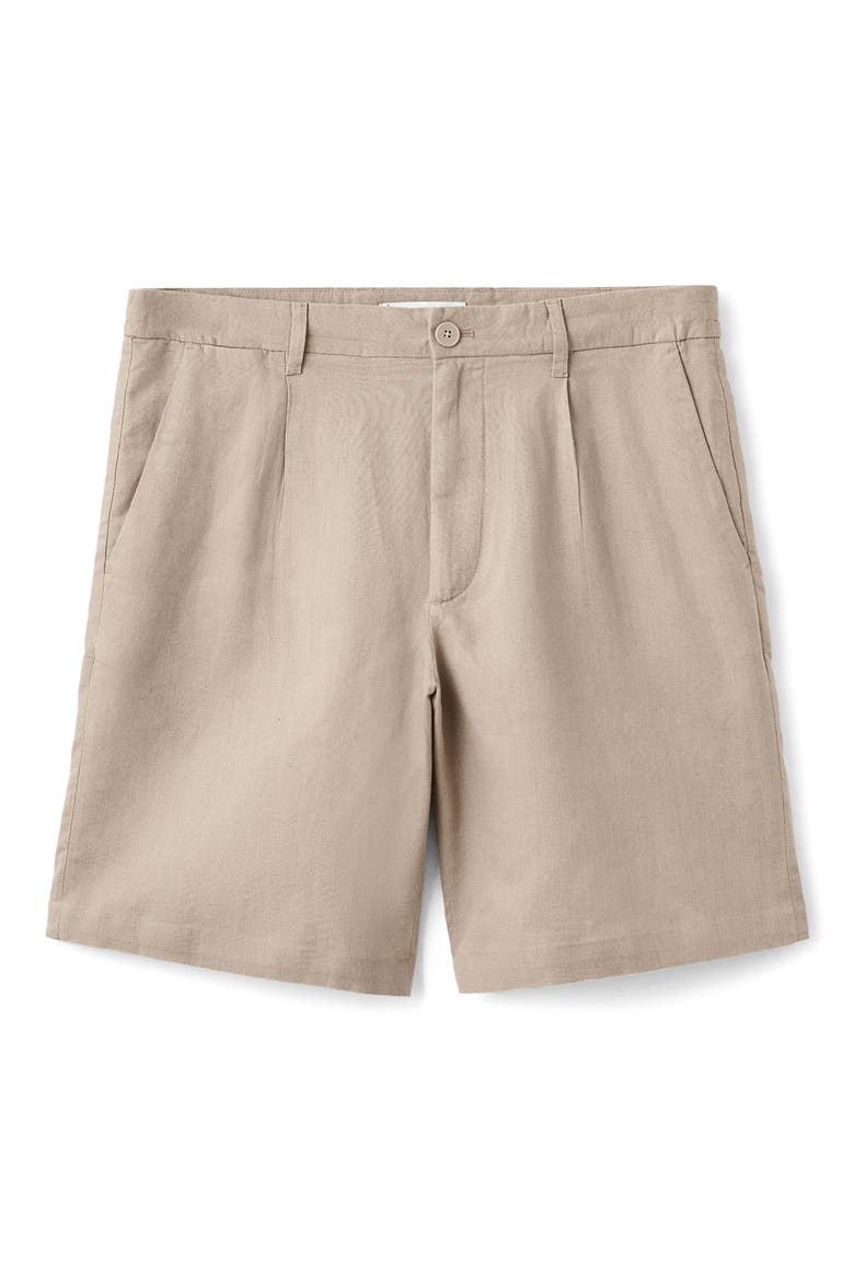 Linen & Cotton Bermuda Shorts, Alternate, color, BEIGE