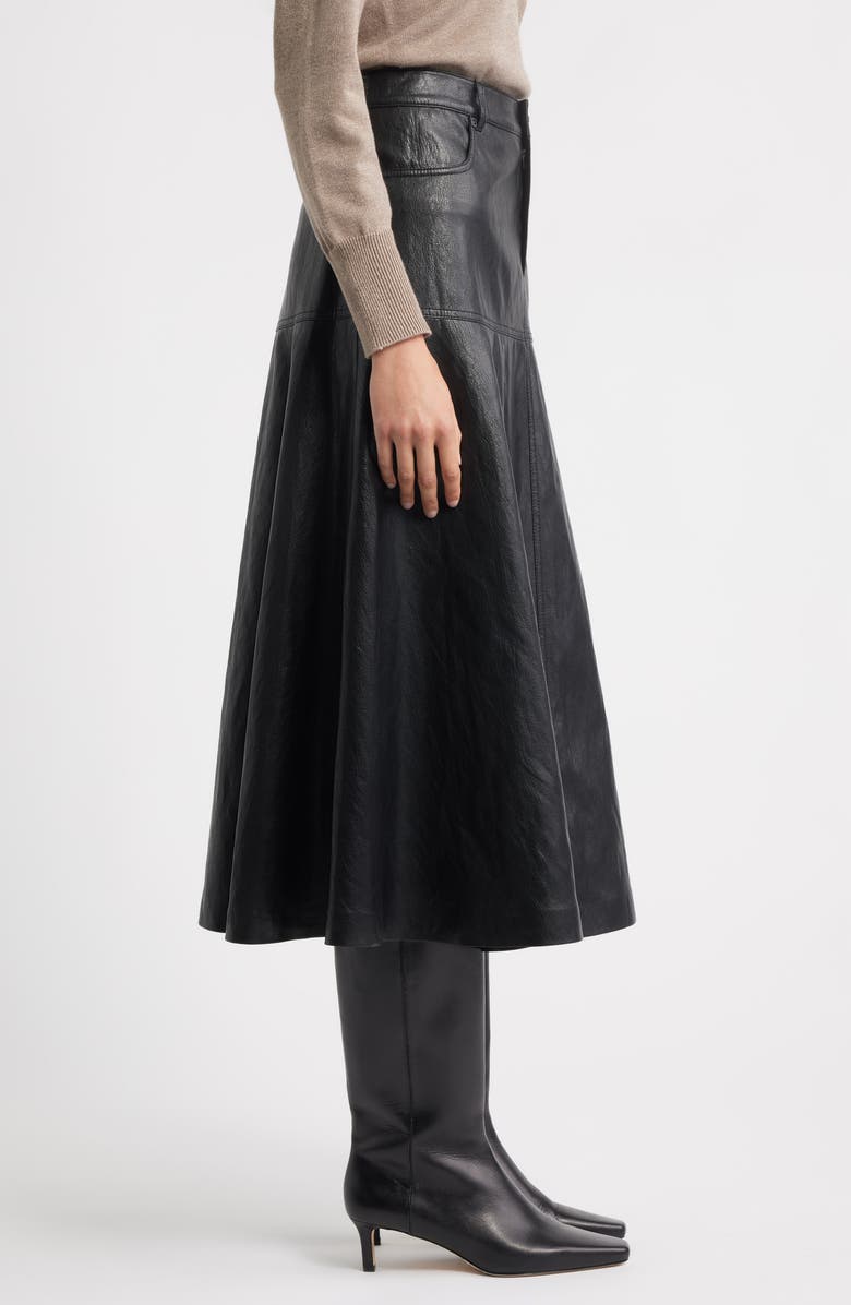 KOBI HALPERIN Rhea Faux Leather Midi Skirt, Alternate, color, Black