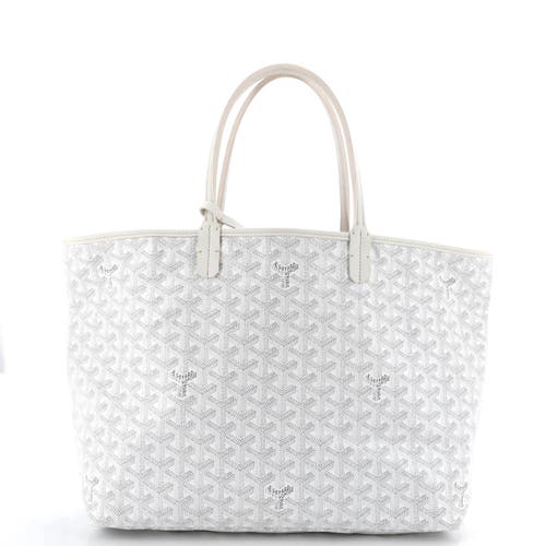 Pre-owned Goyard Goyard Saint Louis Tote Coated Canvas Pm In White