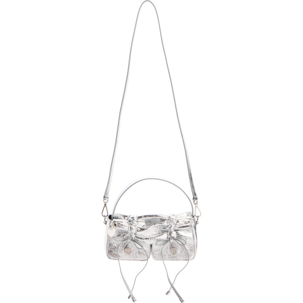 Acne Studios Micro Multipocket Luxe Metallic Leather Crossbody Bag In Silver