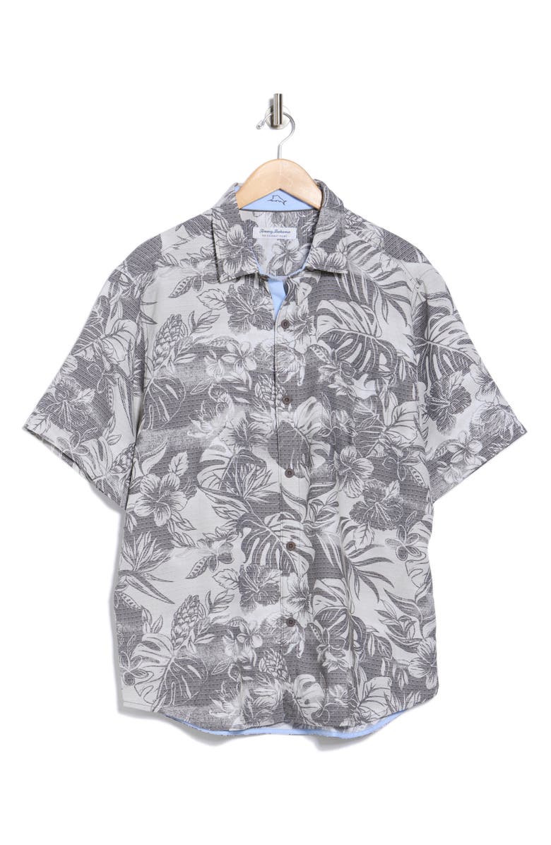 Tommy Bahama Coconut Point Ocean Escape Short Sleeve Button-Up Shirt, Alternate, color, Summer Grey