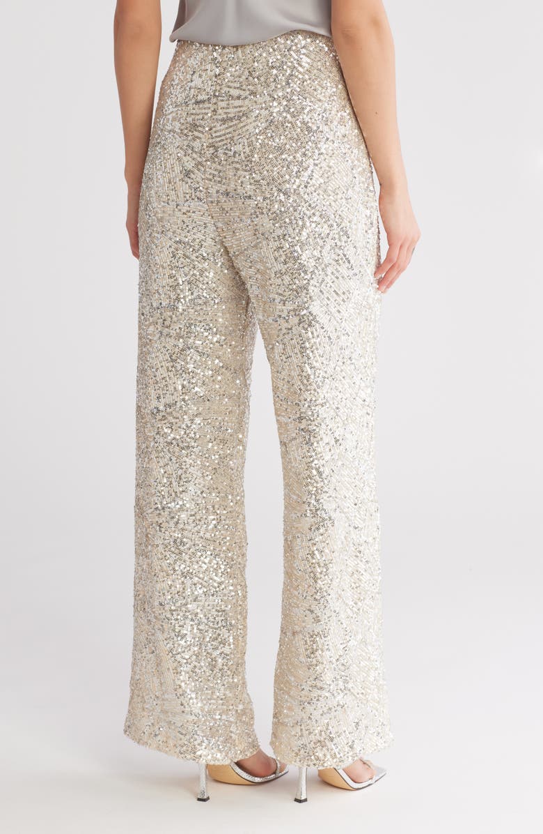 ICHI Sequin Wide Leg Pants, Alternate, color, Frosted Almond
