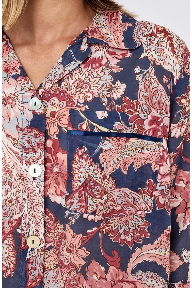 Ella Cotton & Silk Crop Pajamas, Alternate, color, BLUE INDIGO