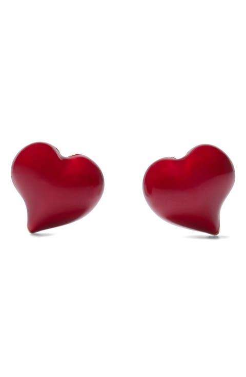 puffy heart stud earrings