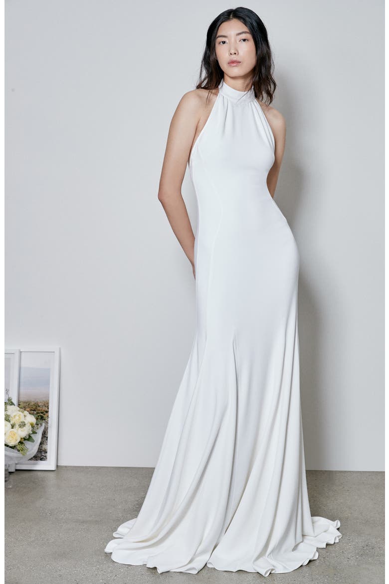 F18 Magnolia Halter Wedding Dress, Main, color, WHITE