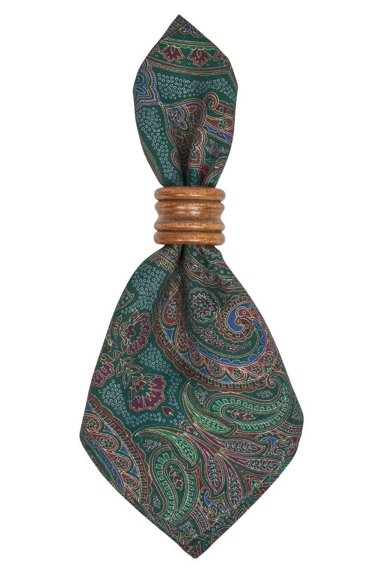 Set of 4 Paisley Linen Napkins, Alternate, color, EVERGREEN